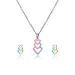 Fashion Colorful Heartshaped Stainless Steel Necklace And Earring Set